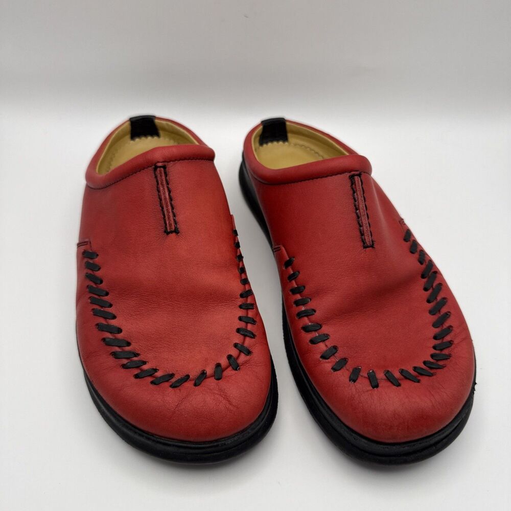 Haflinger 21256 Charlotte Red Leather Clogs Mules Shoes Womens Size 39 US 8/8.5